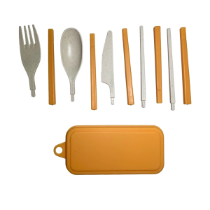 LI 3 Bio-based Cutlery Set Foldable Yellow - Green Goose