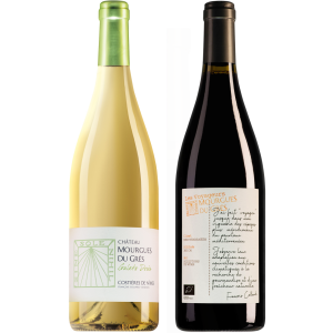 DL 18 Mourgues du Grès Wine Set - Les Voyageurs Montepulciano-Nielluccio 2022 & Costières de Nîmes Galets Dorés Blanc 2022