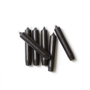 WO 10 6x Rustic Small Dinner Candles Black - Rustik Lys