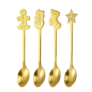 KE 47 Christmas Dessert Spoons Set of 4 - Gold colored - Sostraw