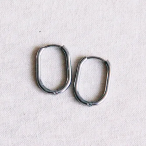 SI 06 Hoop earring oval 21mm - silver colored - Bazou