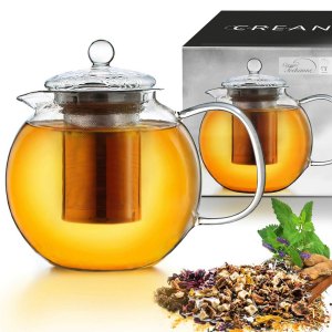 KE 02 Glass Teapot 3-part with integrated stainless steel strainer - Creano