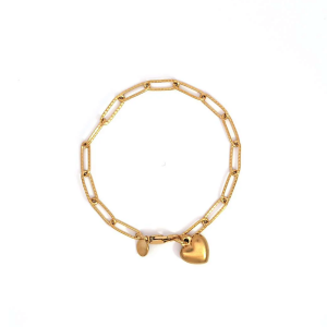 SI 10 Gold-colored link bracelet with heart charm - Wauw Jewellery