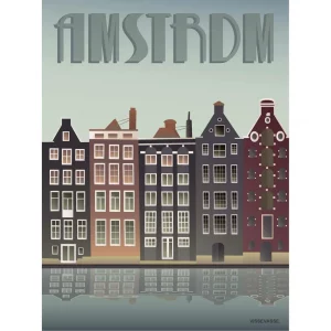 WO 58 Amsterdam canal houses poster L -Vissevasse- 50x70 cm